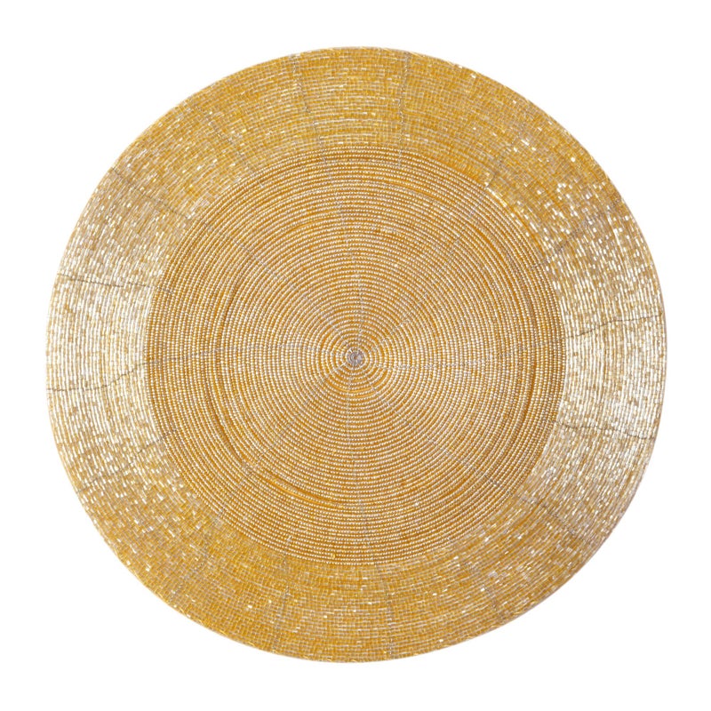 Light & Pro Lightnpro Champagne Beaded Placemats Set of 4-13 Inch Round Handmade Table Chargers - Rustic Farmhouse Glitz Table DÃ©cor for Dining, Christmas, Thanksgiving, Easter, Parties & Celebrations - Image 5